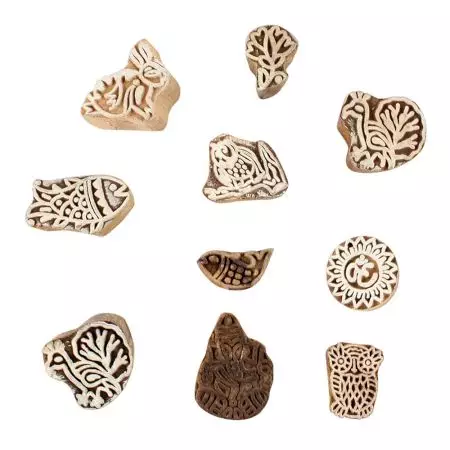 Set of 10 Piece New Mix Wooden Printing Block